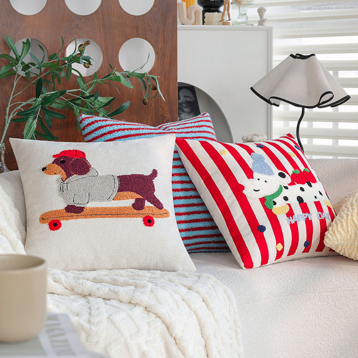 Striped tufted cushion cover with plush bouclé look and concealed zipper Bowlift
