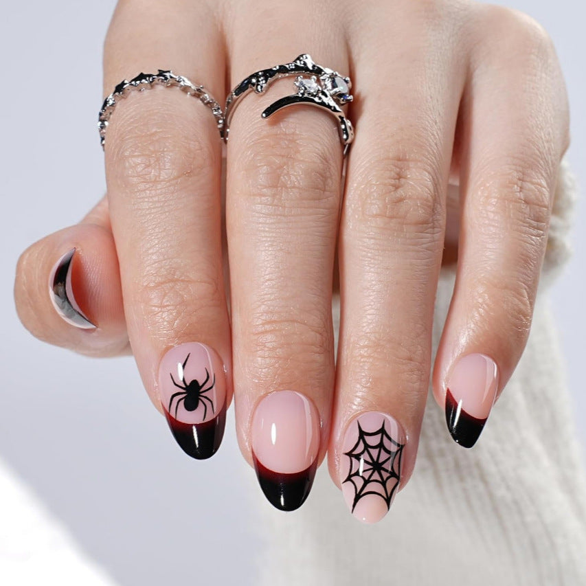 Halloween Pumpkin and Spider Nail Art Bowlift