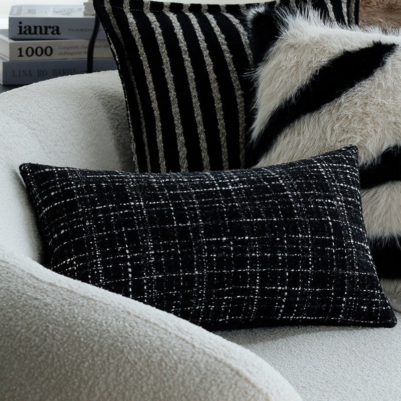 Rectangular cushion cover made of textured bouclé-tweed blend with concealed zipper Bowlift