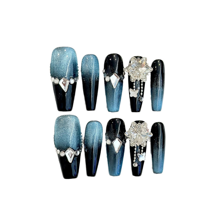 Glamorous Rhinestone-Accentuated Press-On Nails