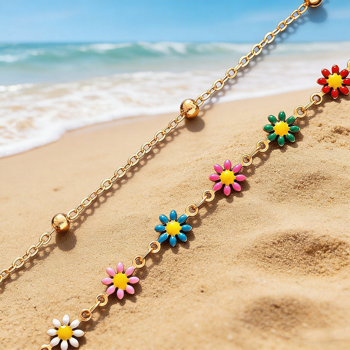 Colorful Floral Charm Anklet Bowlift