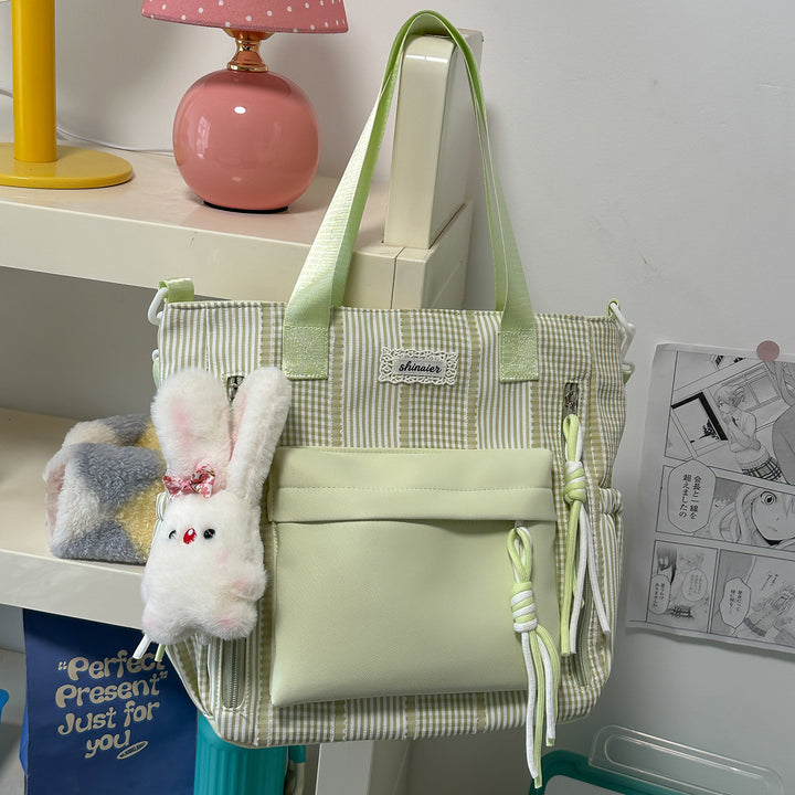 Multi-Functional Striped Backpack Bowlift