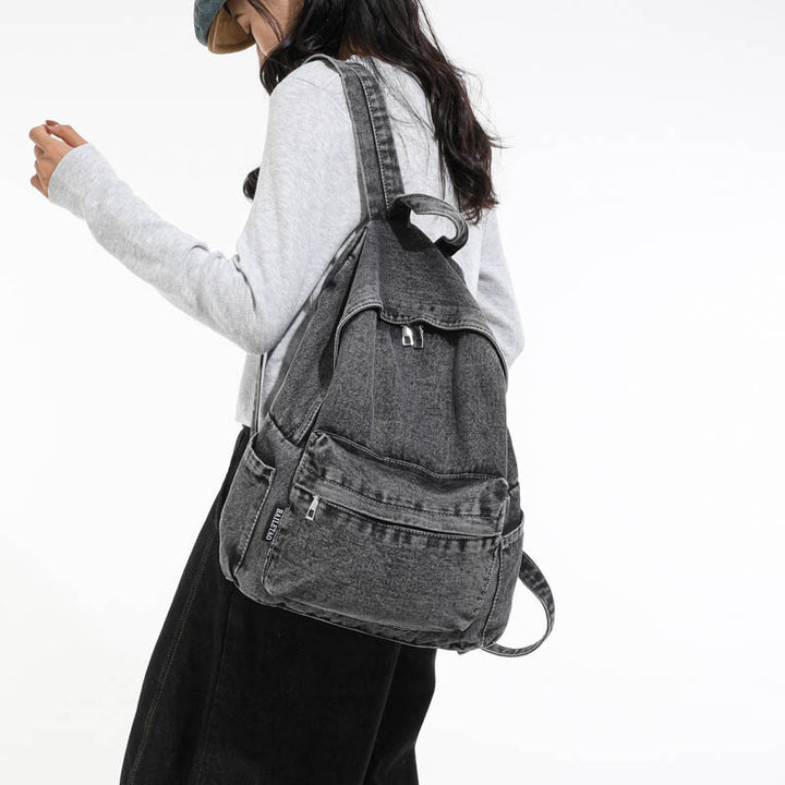 Trendy Casual Denim Backpack Bowlift