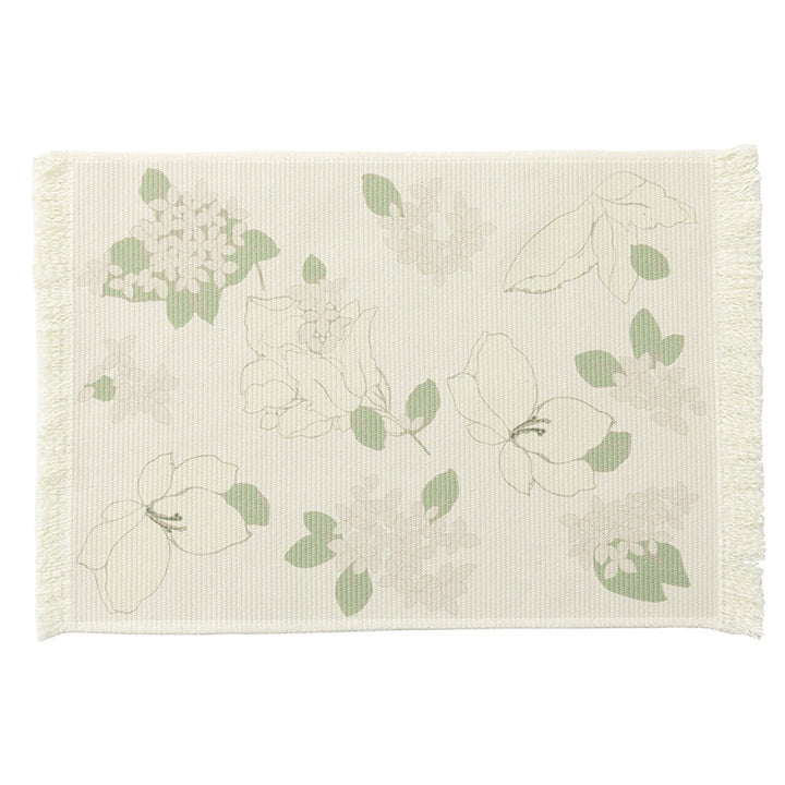 Floral woven bath mat with decorative fringes Bowlift