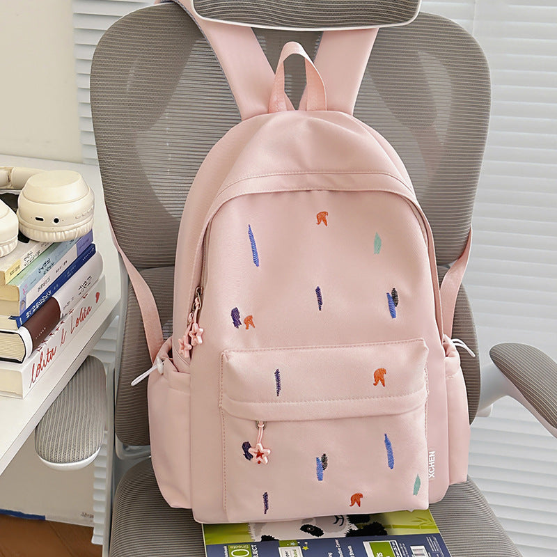 Lightweight Backpack with Cute Embroidered Design Bowlift