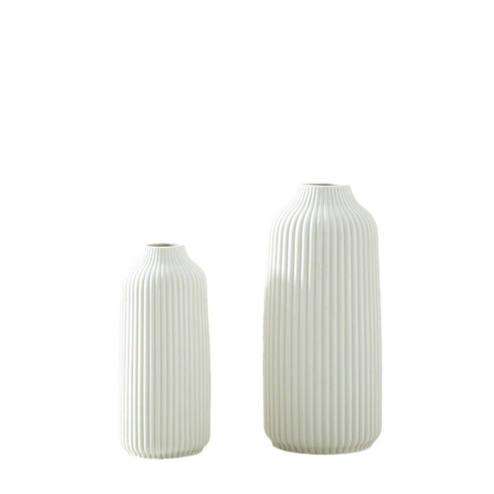 Elegant Ribbed Ceramic Decorative Vase Bowlift