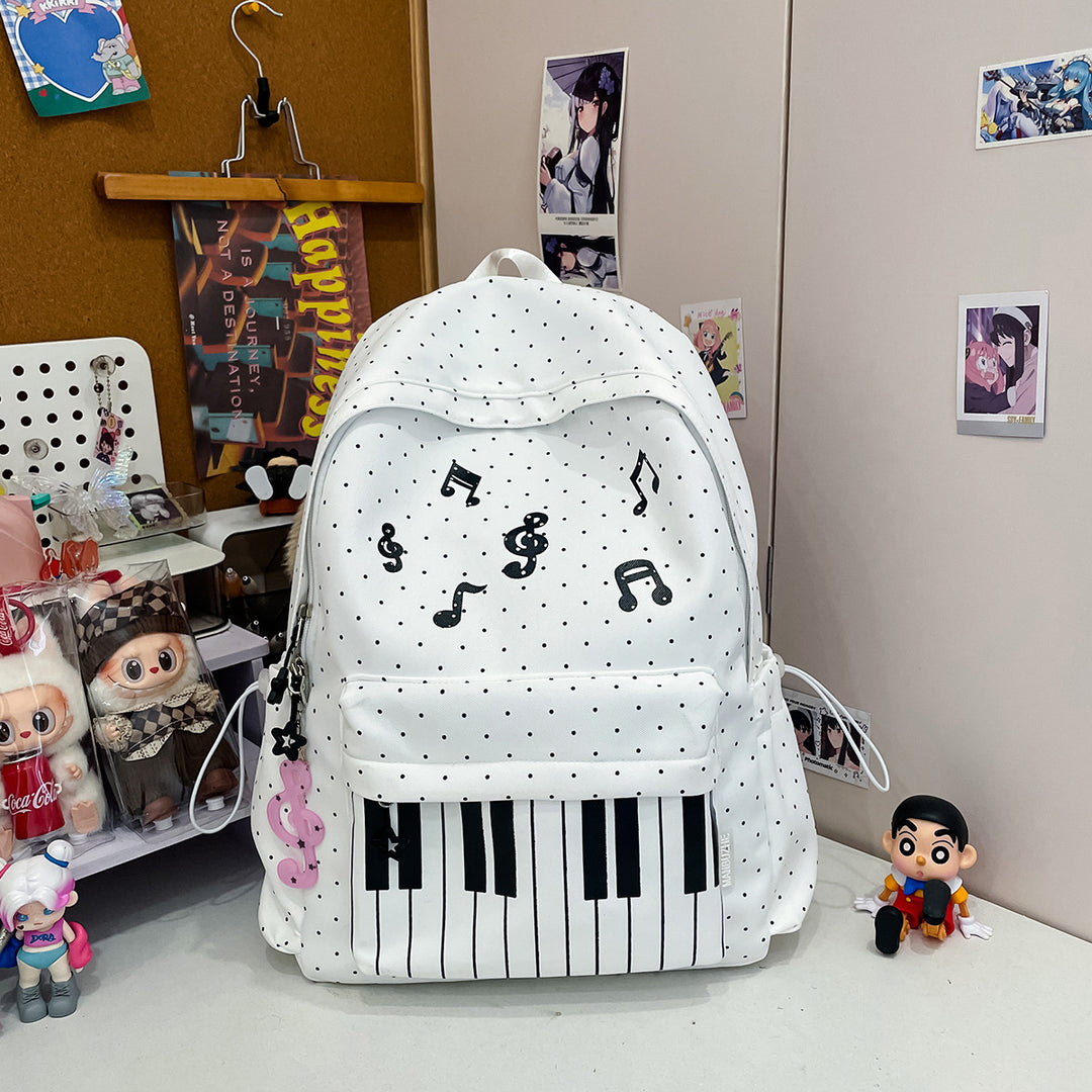 Musical-Themed Casual Backpack Bowlift