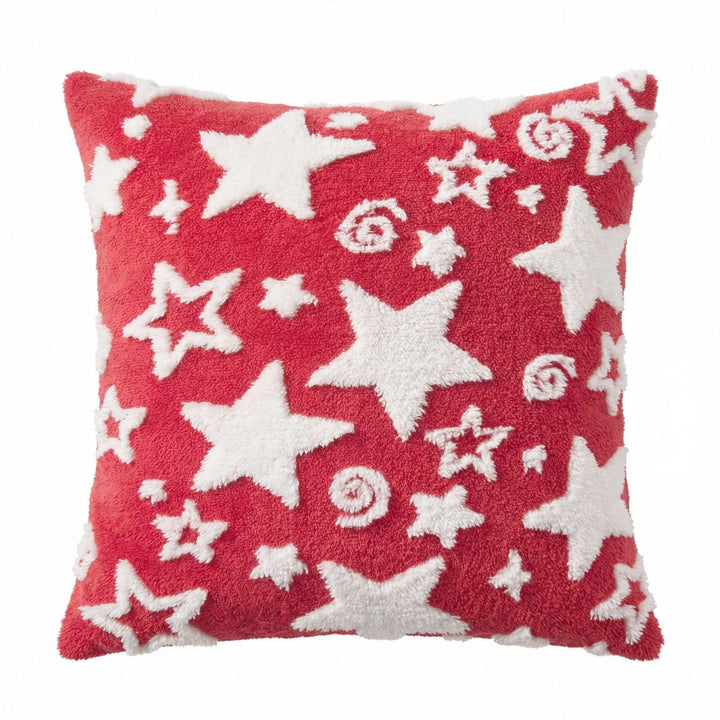Plush Sherpa Star Pattern Decorative Pillow