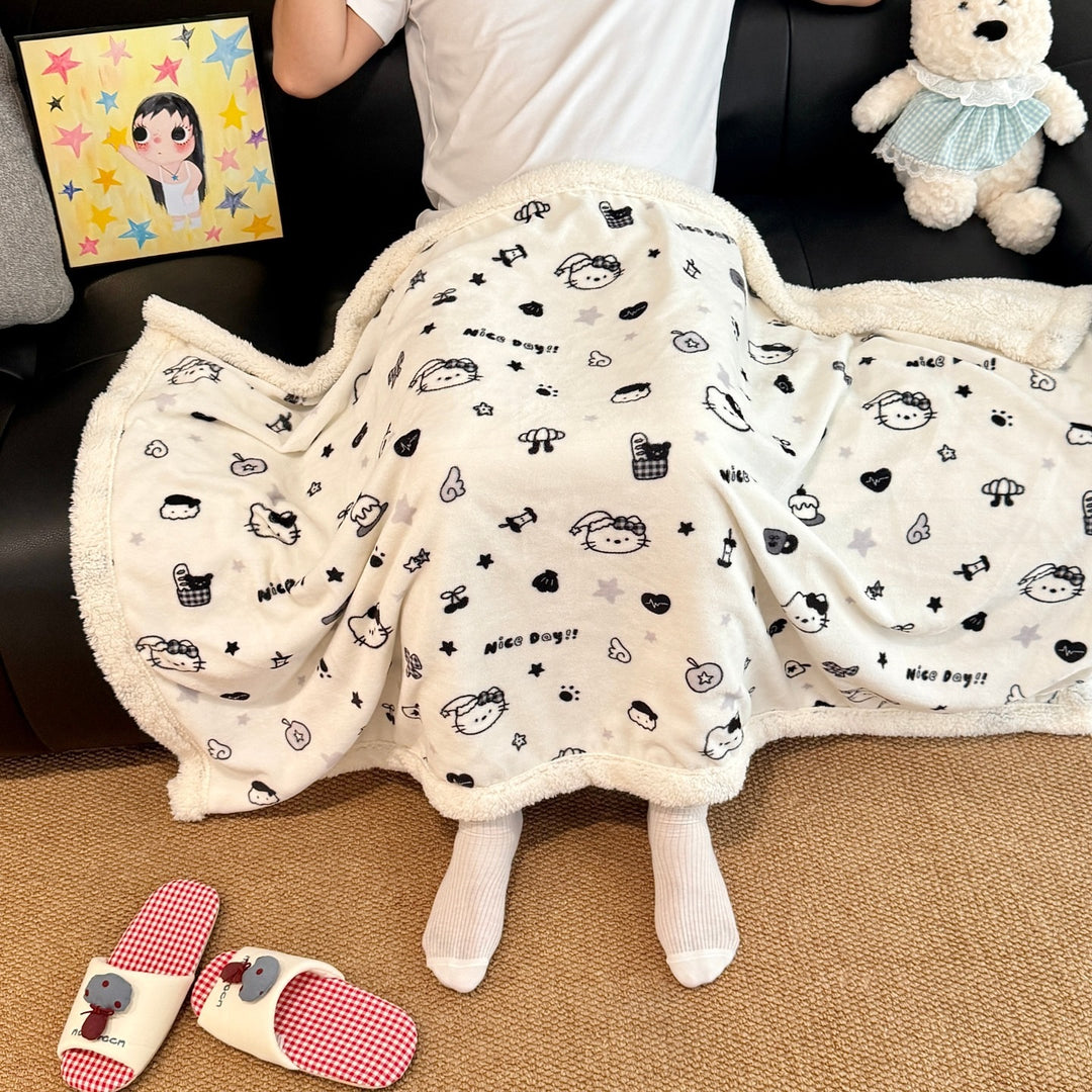 Playful Cartoon-Themed Fleece Blanket