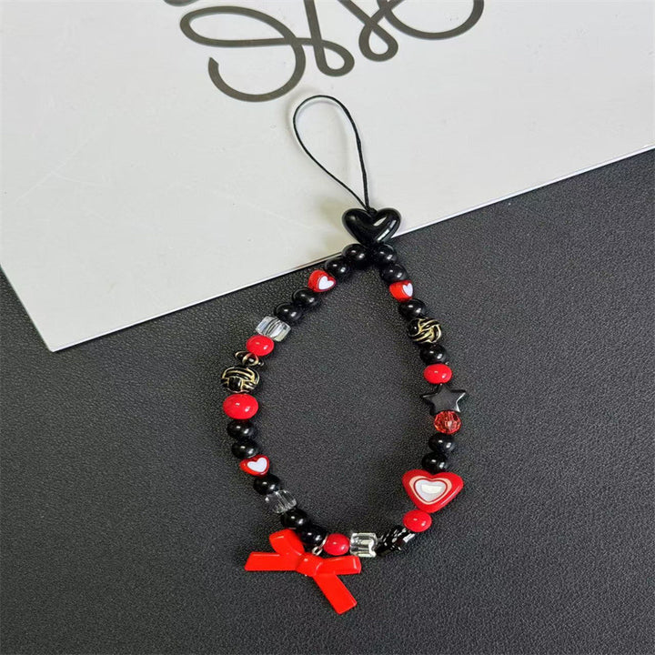 Decorative Beaded Heart Charm Keychain Bowlift