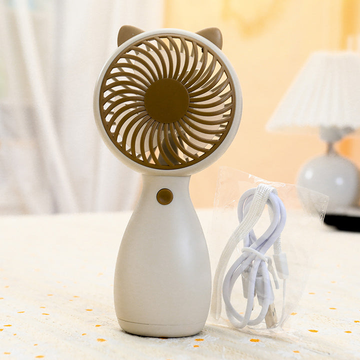 Women's Portable Mini Fan with Animal Ears and USB Charging Function Bowlift