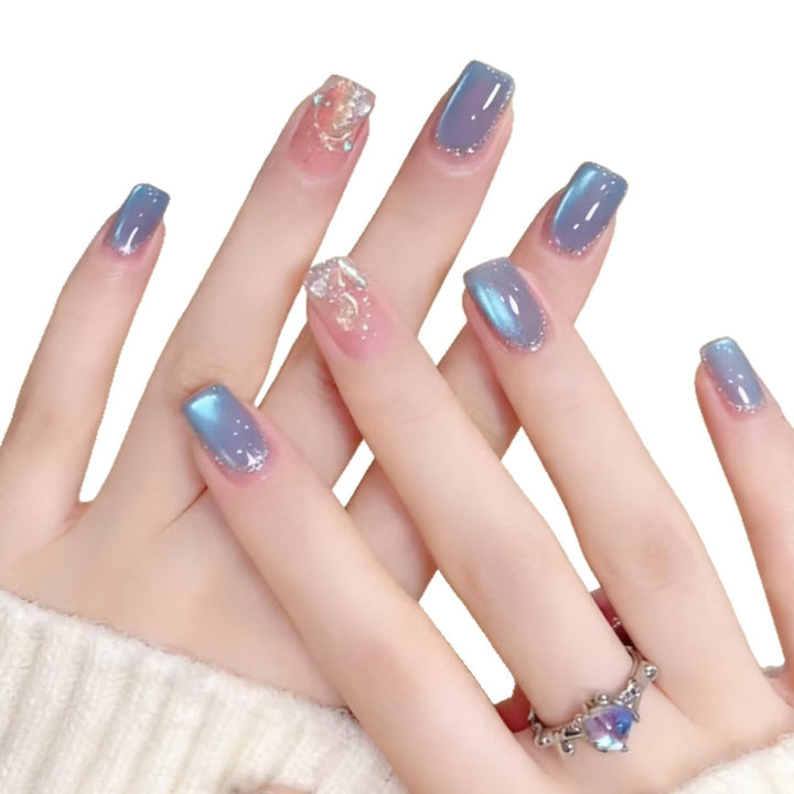 Gradient Ombre Nail Extensions with Glitter