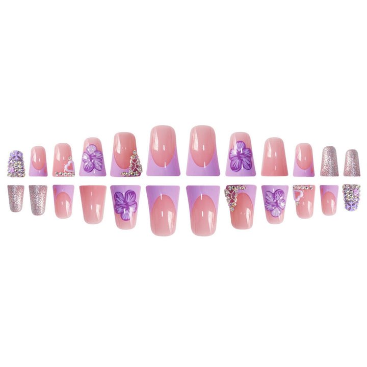 Floral Embellished Press-On Nail Set Bowlift