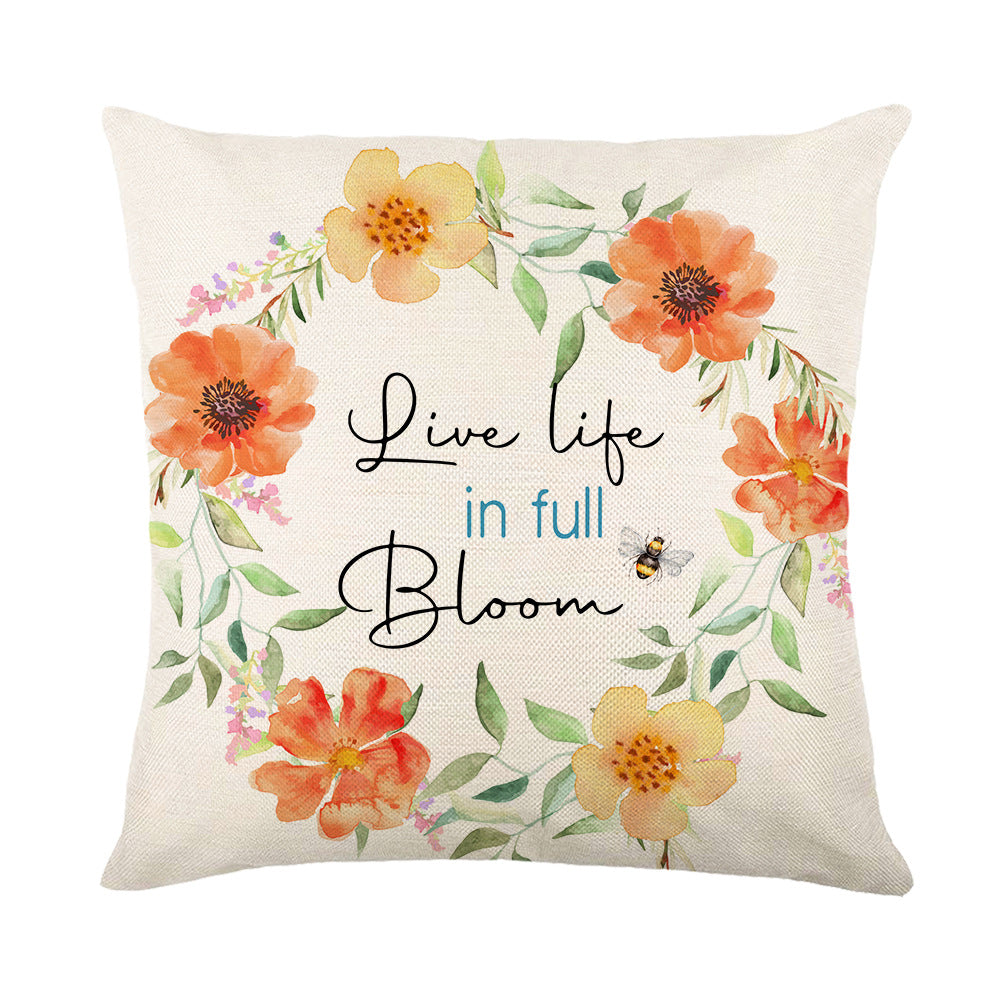 Botanical Watercolor Decorative Throw Pillow with Inspirational Quote