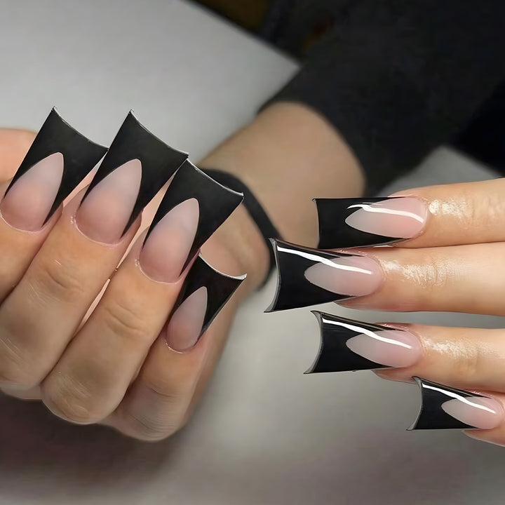 Artistic Stiletto Press-On Nail Set with Unique Negative Space Design Bowlift