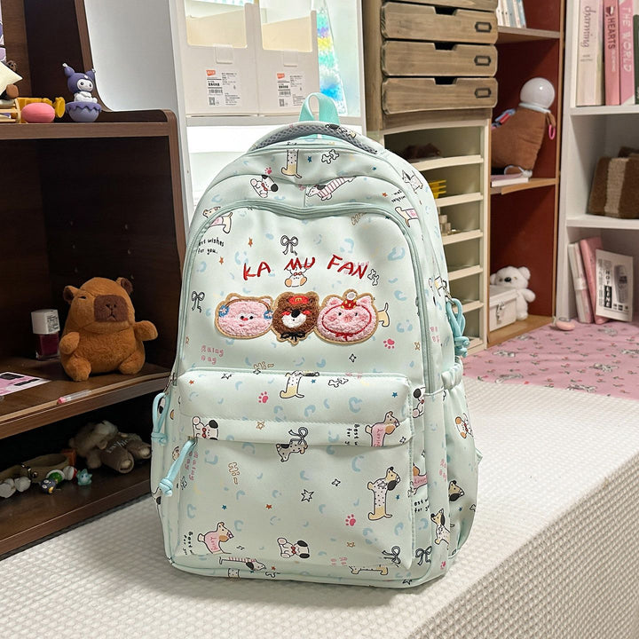 Embroidered Animal Character School Backpack Bowlift