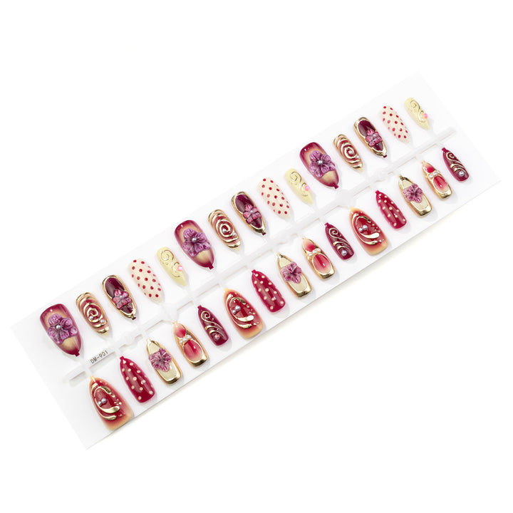 Decorative Floral Press-On Nail Art Set