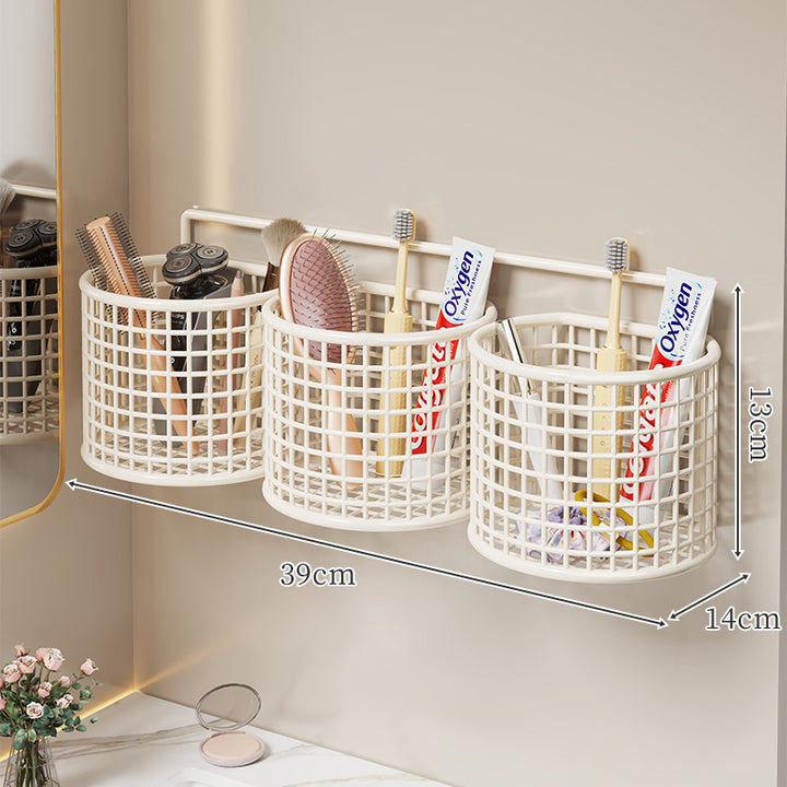 Ventilated Plastic Hanging Wall Storage Basket for Bathroom Vanity