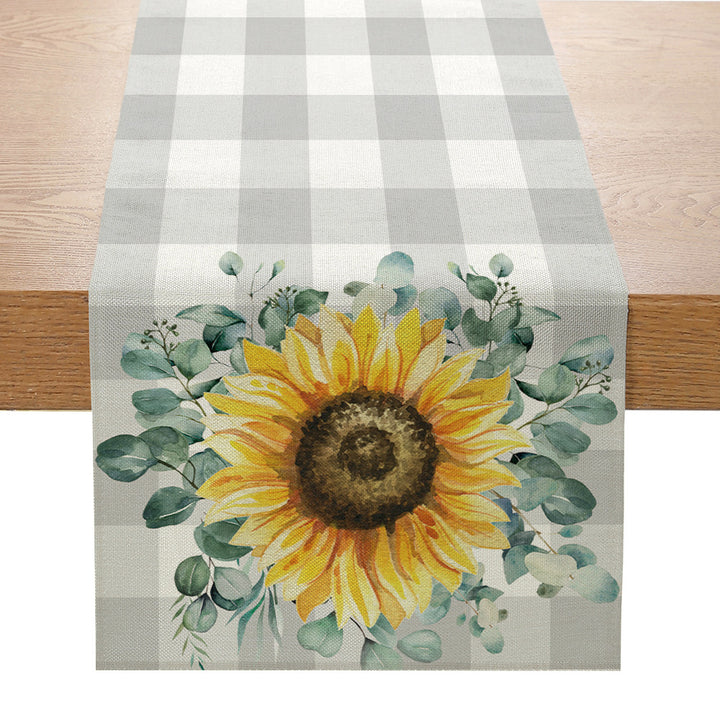 Sunflower Bee Printed Linen-Texture Table Runner