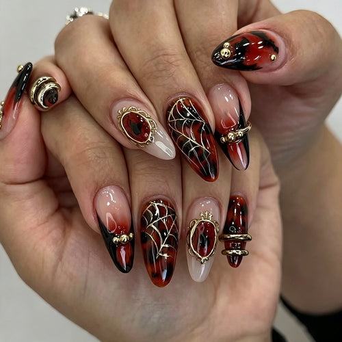 Artistic Gothic-Themed Press-On Nail Art Set Bowlift