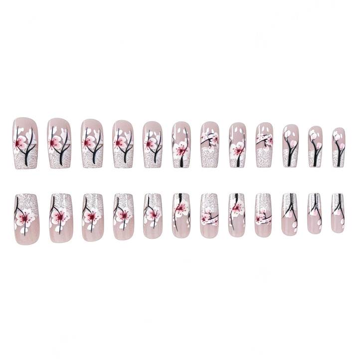 Floral Glitter Acrylic Nail Enhancements Bowlift