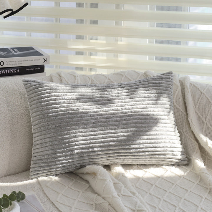 Rectangular velvet cushion cover with fine cord structure and concealed zipper Bowlift