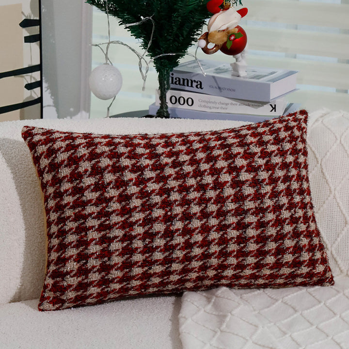 Rectangular Houndstooth Boucle Pillowcase with textured weave appearance and fine linen touch Bowlift
