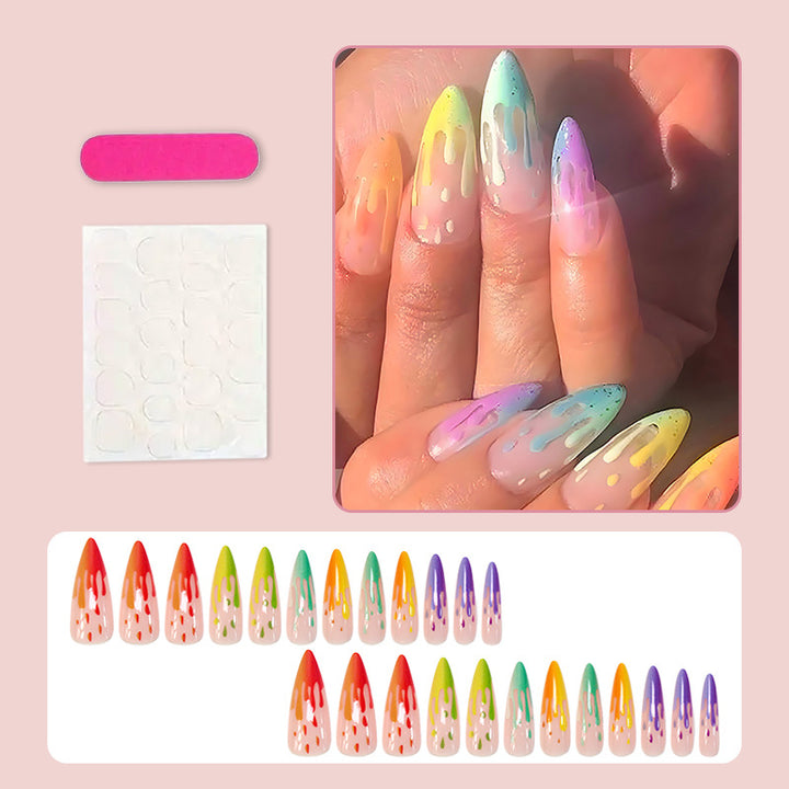 Acrylic nail set with stylish water droplet pattern Bowlift