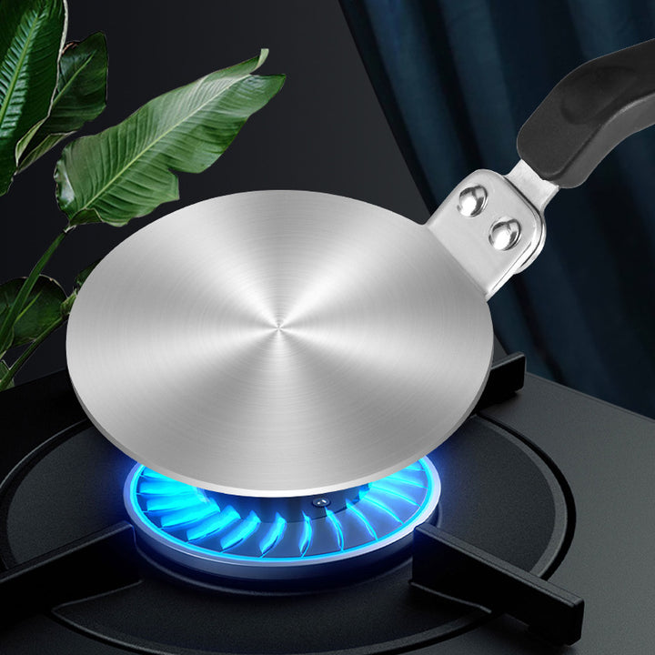 Stainless steel flat griddle pan with heat-diffuser handle Bowlift