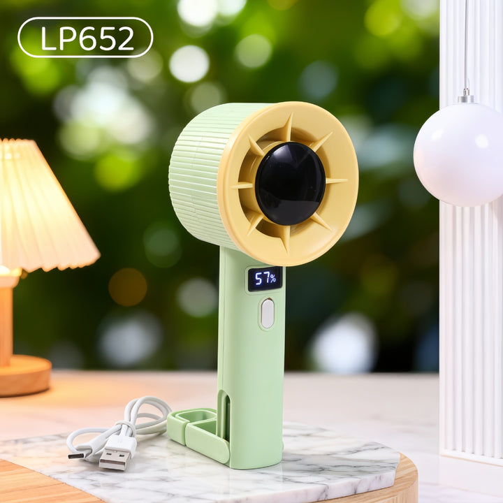 Women's Portable Mini Hand Fan with Digital Speed Display Bowlift