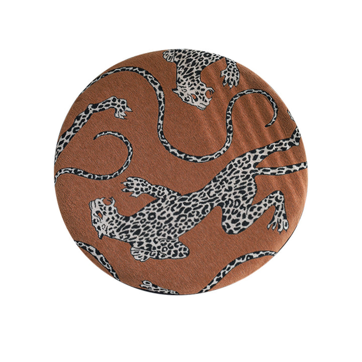 Round seat cushion with jacquard leopard design, thick padding and non-slip underside Bowlift