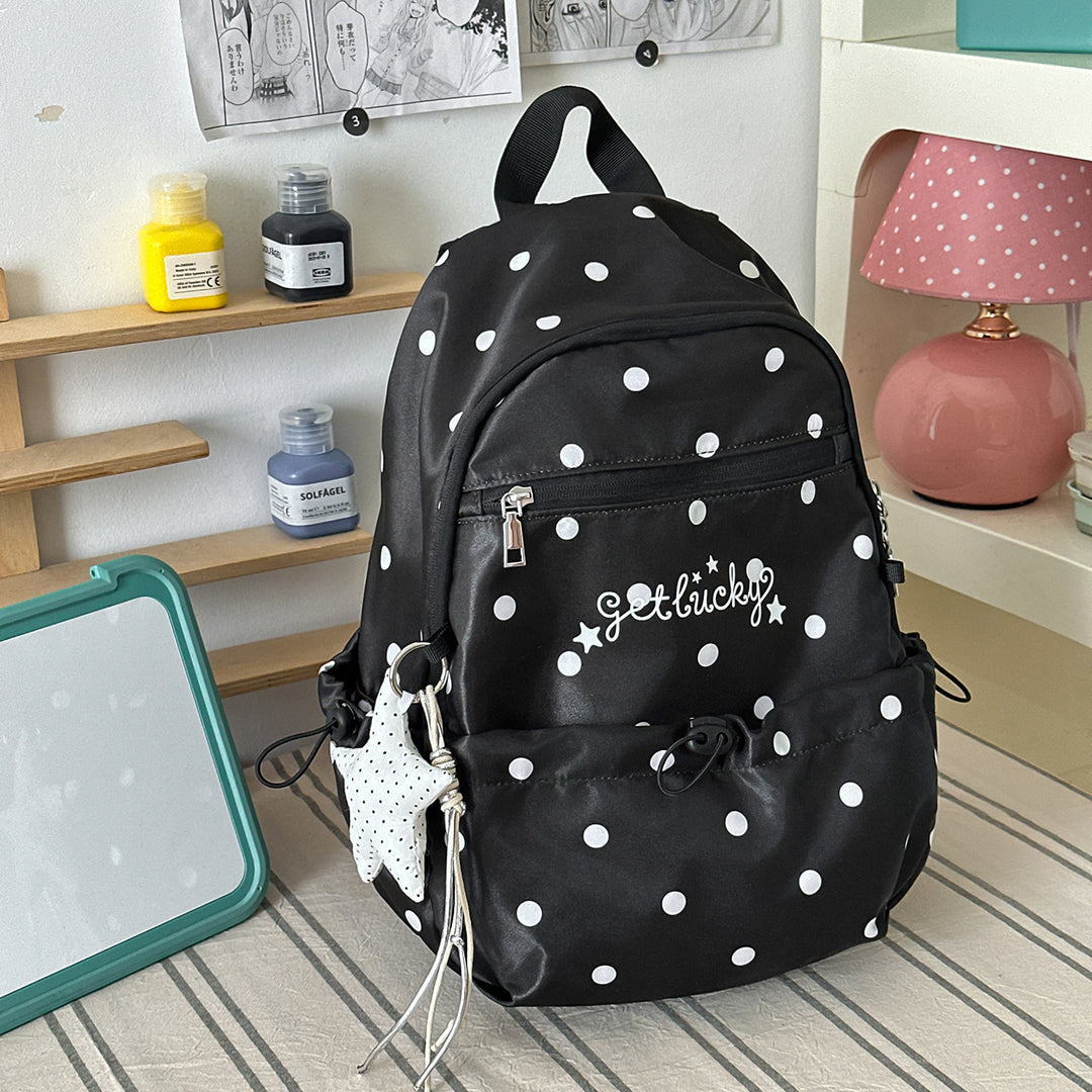 Lightweight Polka Dot Patterned Backpack Bowlift