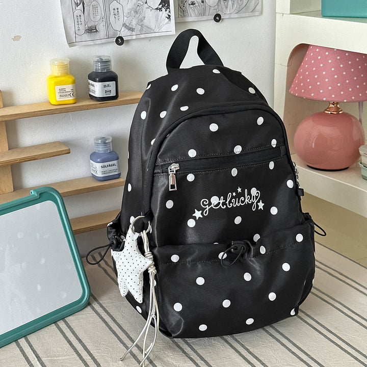 Lightweight Polka Dot Patterned Backpack Bowlift