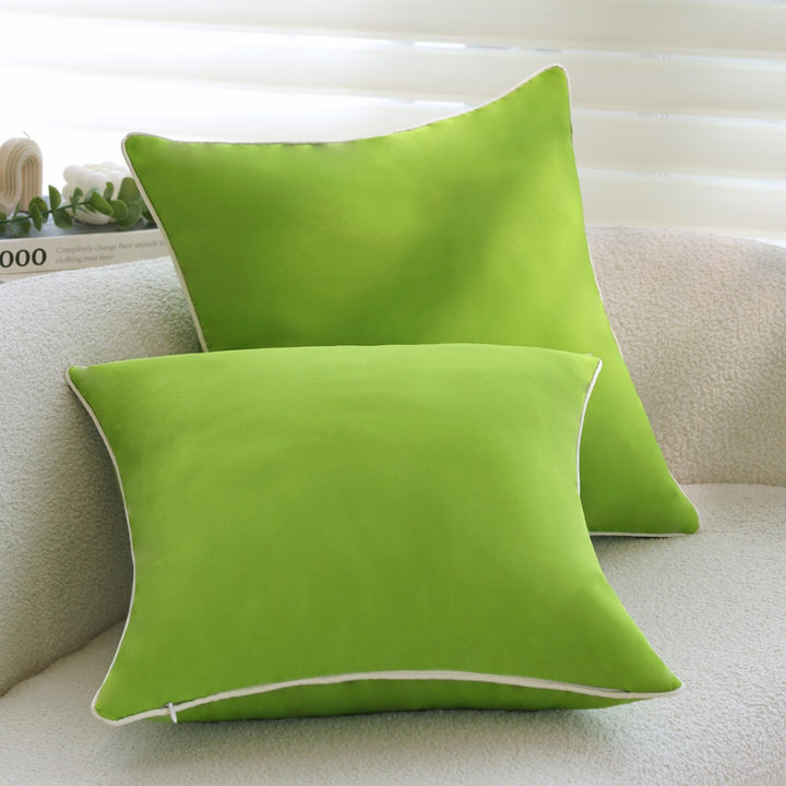 Square soft-touch cushion cover with contrasting piping and concealed zipper Bowlift