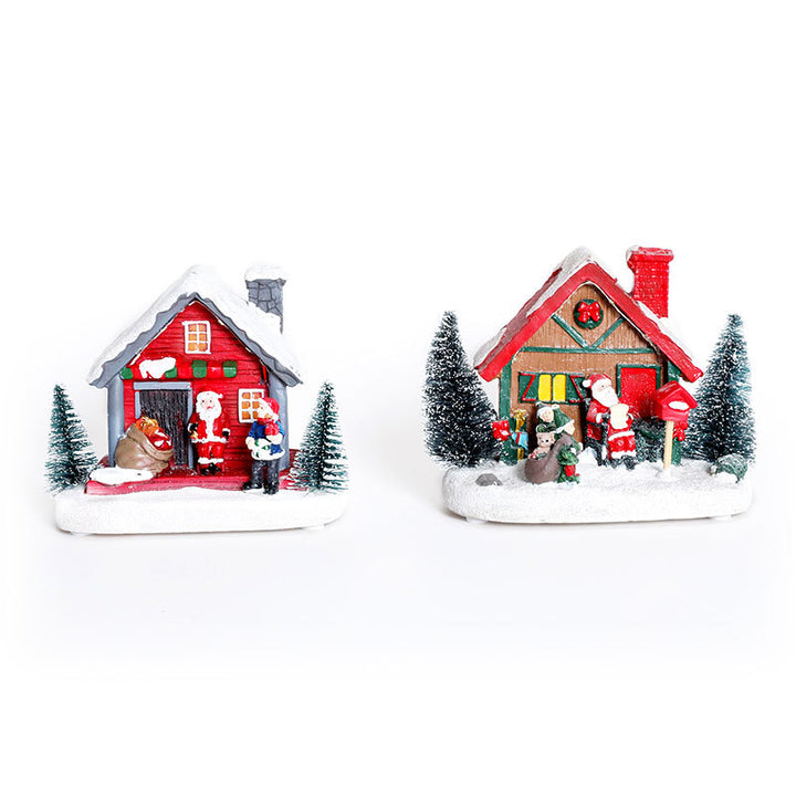 LED Illuminated Christmas Cottage Figurine Bowlift