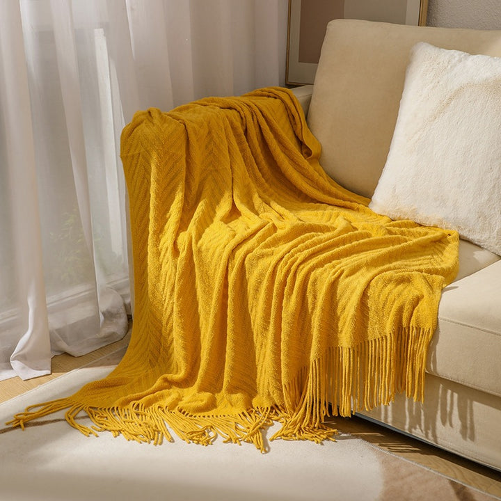 Textured Fringe Throw Blanket