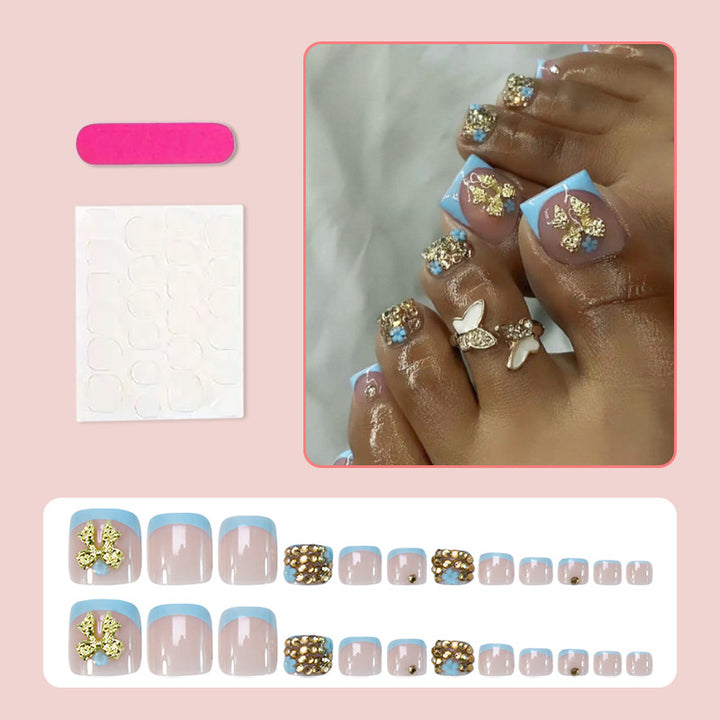 Art nail set with glamorous flower and glitter decorations Bowlift