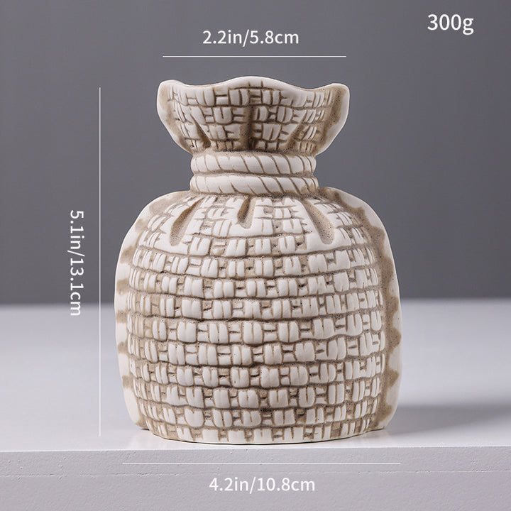 Woven Texture Ceramic Vase Bowlift