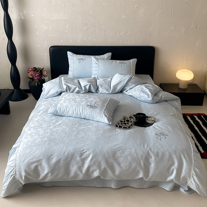Luxury Satin Embroidered Complete Bedding Ensemble