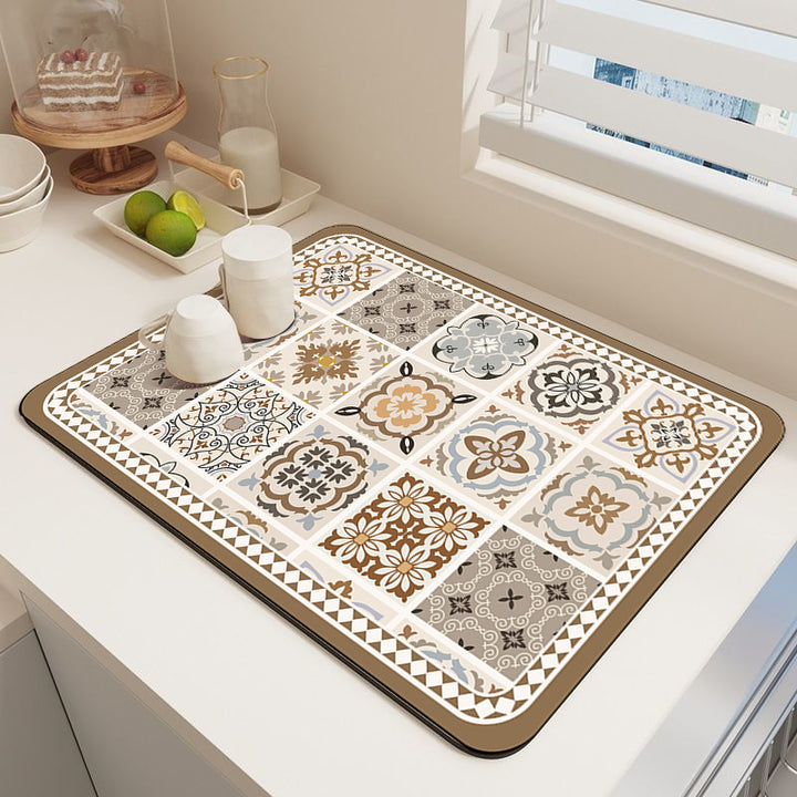 Elegant Mosaic Pattern Kitchen Mat Bowlift