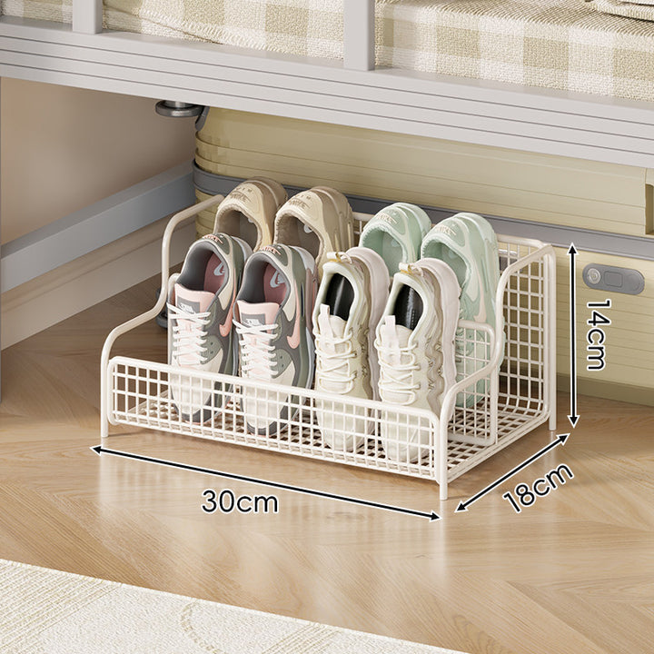 Compact Three-Row Low-Profile Wire Shoe Organizer Rack