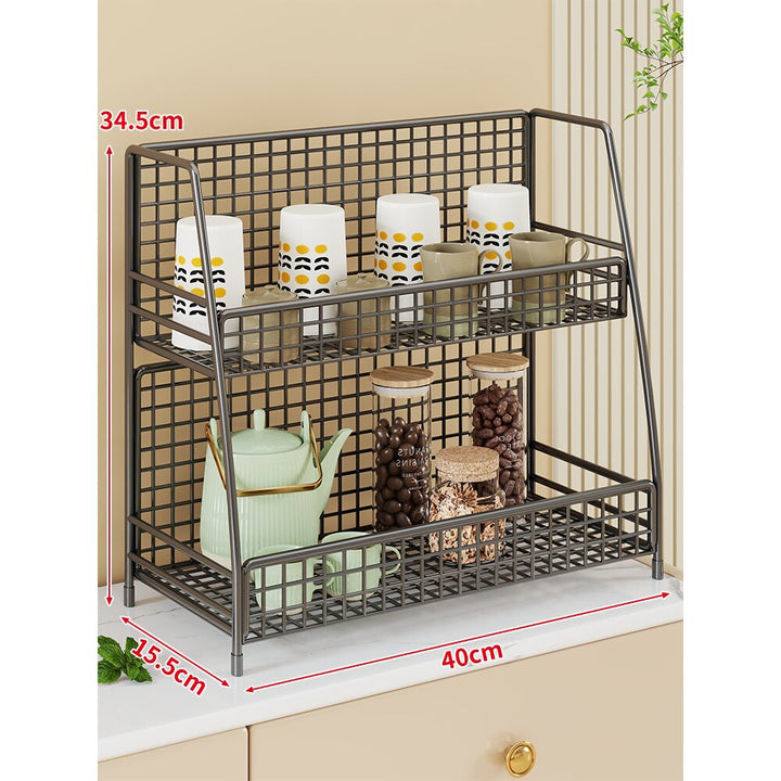 Kitchen Countertop Two-Tier Wire Grid Storage Organizer