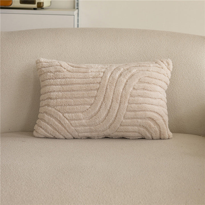 Decorative Rectangular Bouclé Textured Lumbar Throw Pillow