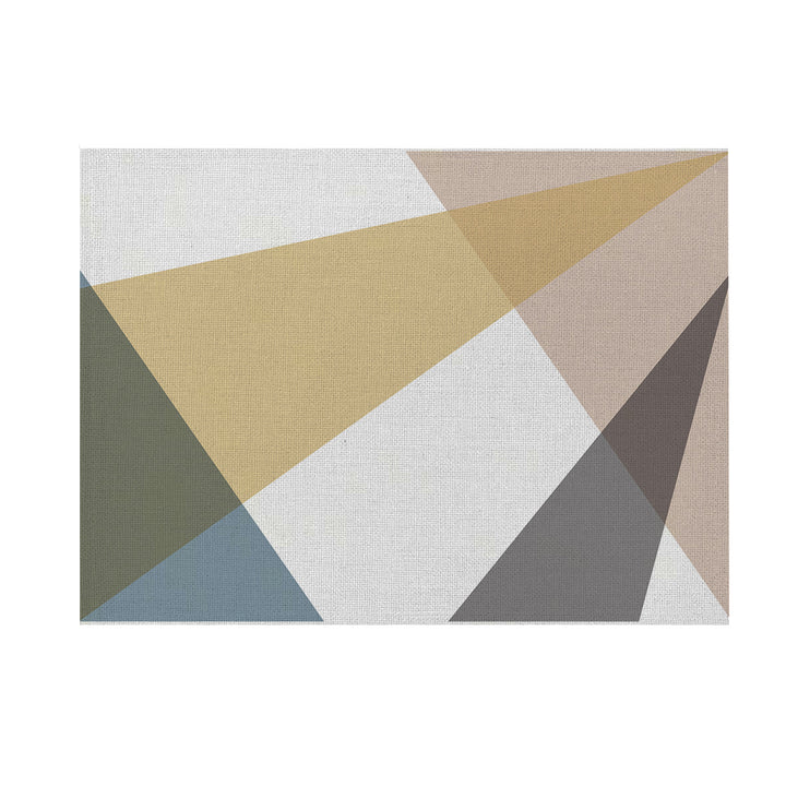 Modern Geometric Linen-Texture Canvas Wall Art Print
