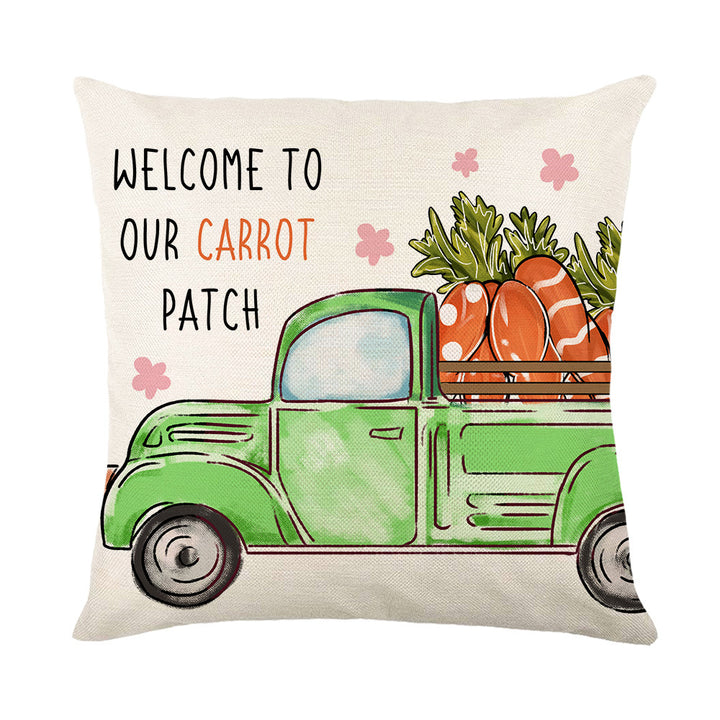 Decorative Easter Bunny Illustrated Throw Pillow Cover
