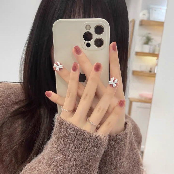 Festive Bow-Embellished Press-On Nails