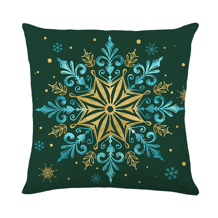 Decorative Snowflake Jacquard Throw Pillow Cover with Metallic Accents