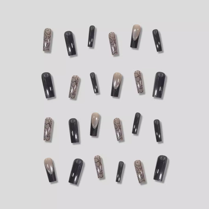 Artistic Heart-Patterned Stiletto Press-On Nails Bowlift
