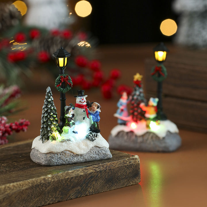 Decorative Holiday Snowman Scene Figurine Bowlift