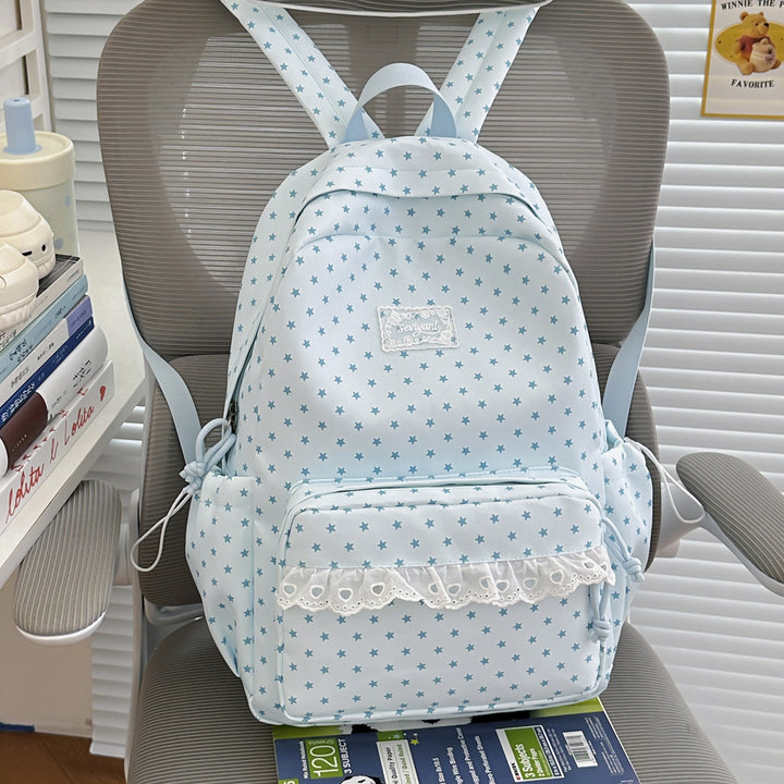 Playful Star-Printed Backpack Bowlift